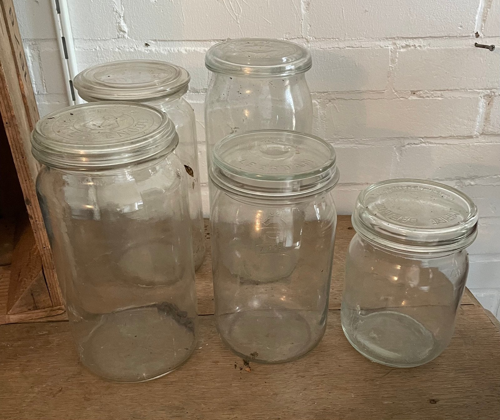 Een vijftal glazen weckflessen, Ophalen of Verzenden