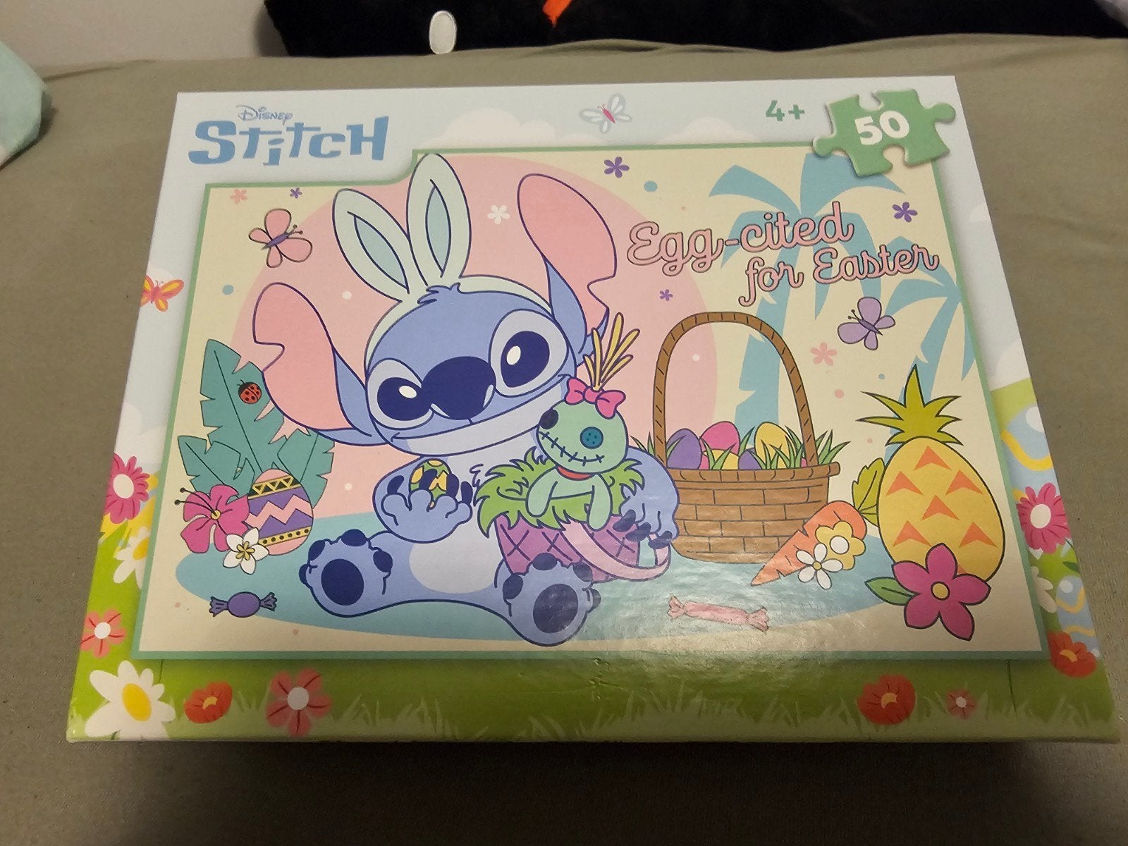Disney Stitch Paaspuzzel 50 stukjes - Egg-cited for Easter, Ophalen of Verzenden, 10 tot 50 stukjes, Zo goed als nieuw, 4 tot 6 jaar