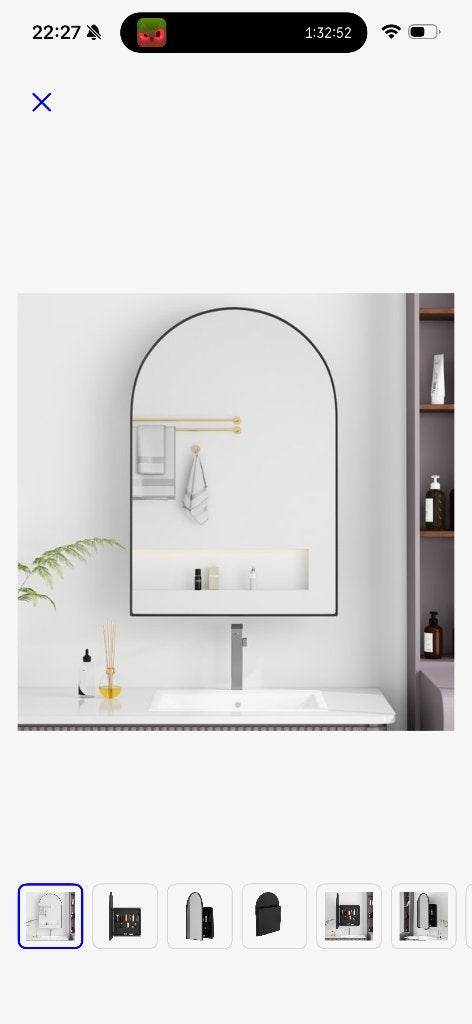 NEW mirror cabinet 91x61x12cm black metal frame, Ophalen, Spiegelkast, Nieuw, 50 tot 100 cm