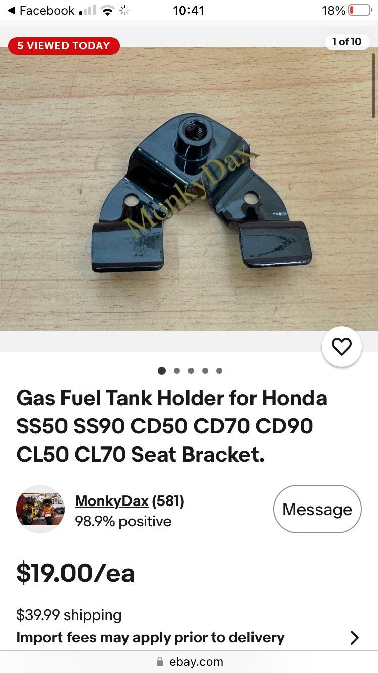 Benzinetankhouder/Zadelbeugel voor Honda SS50 SS90 CD50 CD70, Ophalen of Verzenden, Nieuw