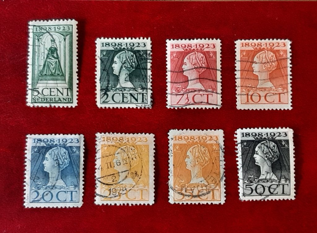 1923 Koningin Wilhelmina Regeringsjubileum 1898 - 1923 Gest, Ophalen, Gestempeld