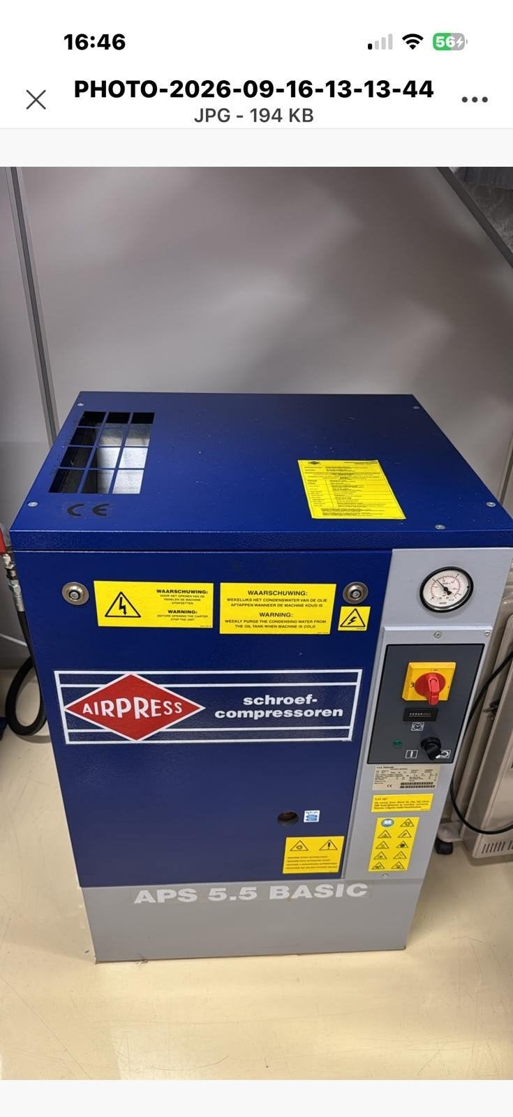 Compressor merk Aipress 5.5 Bassic, Doe-het-zelf en Verbouw, 100 liter of meer, Ophalen of Verzenden, Zo goed als nieuw