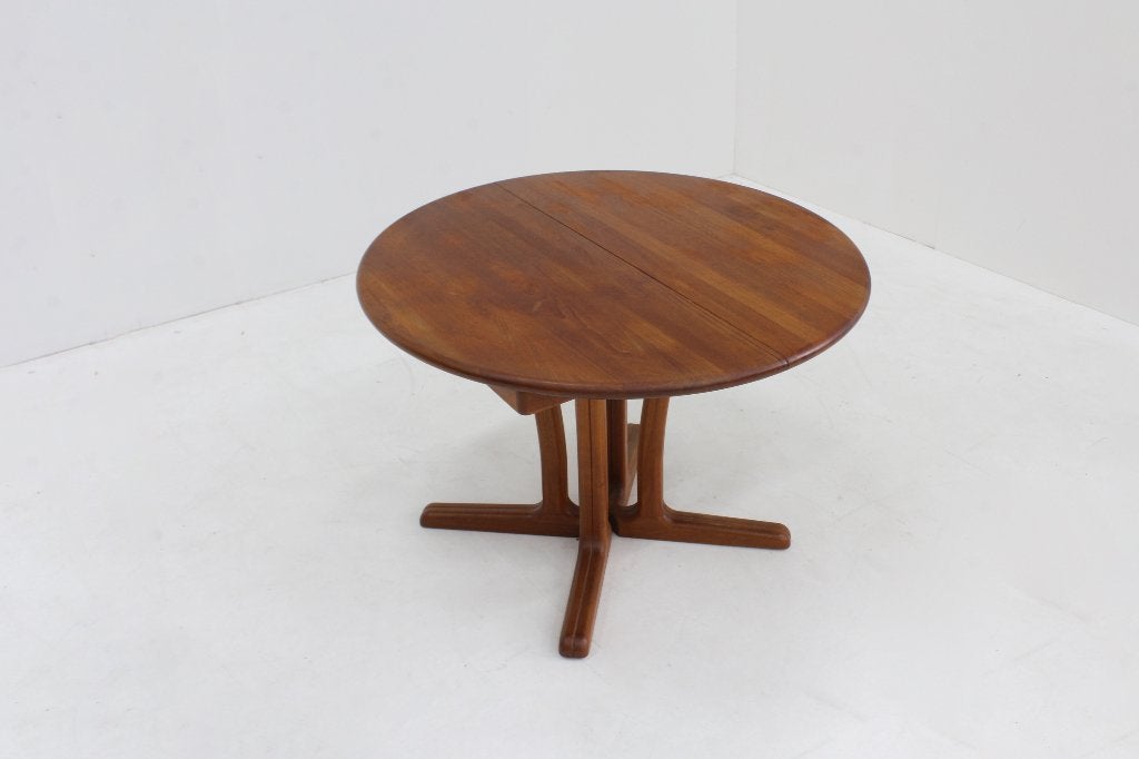 Vintage Dyrlund Vintage Deense ronde uitschuifbare eettafel, Huis en Inrichting, Tafels | Eettafels, Gebruikt, Ophalen of Verzenden