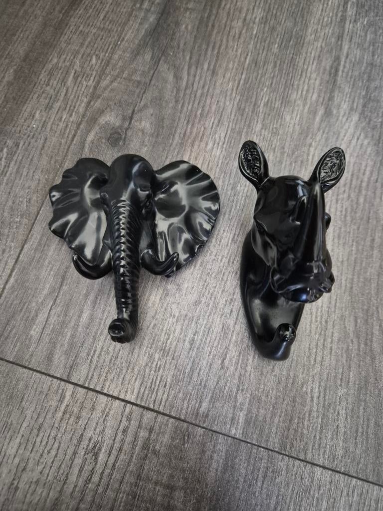 Dierenkop kapstok wandhaken olifant en neushoorn, Huis en Inrichting, Woonaccessoires | Kapstokken, Ophalen of Verzenden