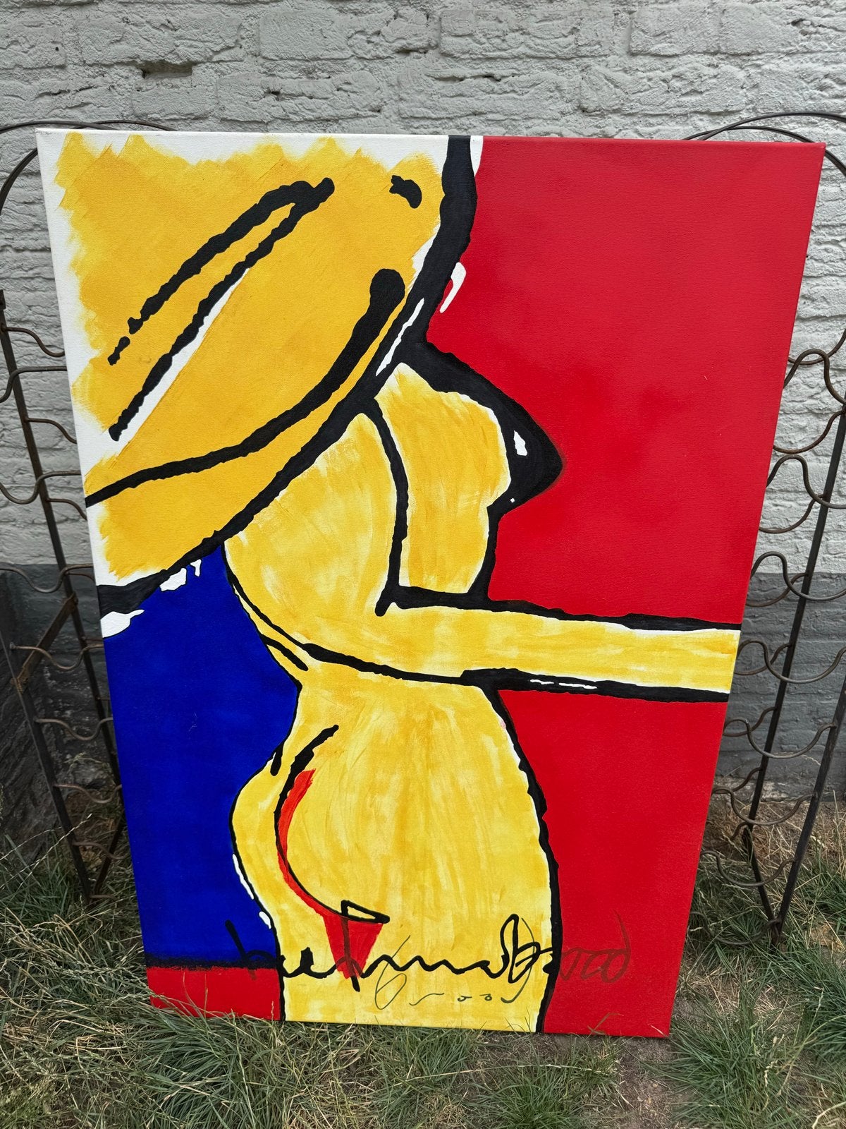 Origineel Schilderij Herman Brood – Vrouw met Hoed (Pop-art), Antiek en Kunst, Ophalen, Figuren, Gesigneerd, Gemengde techniek