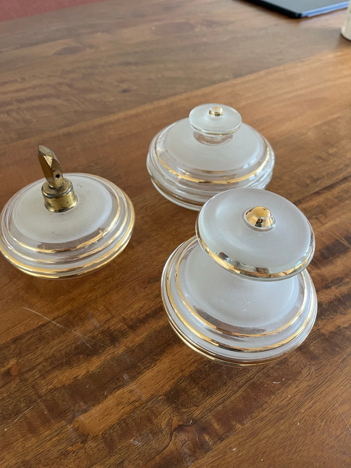 Set van 3 Vintage kaptafelset / boudoirset met Gouden Rand, Antiek en Kunst, Ophalen of Verzenden