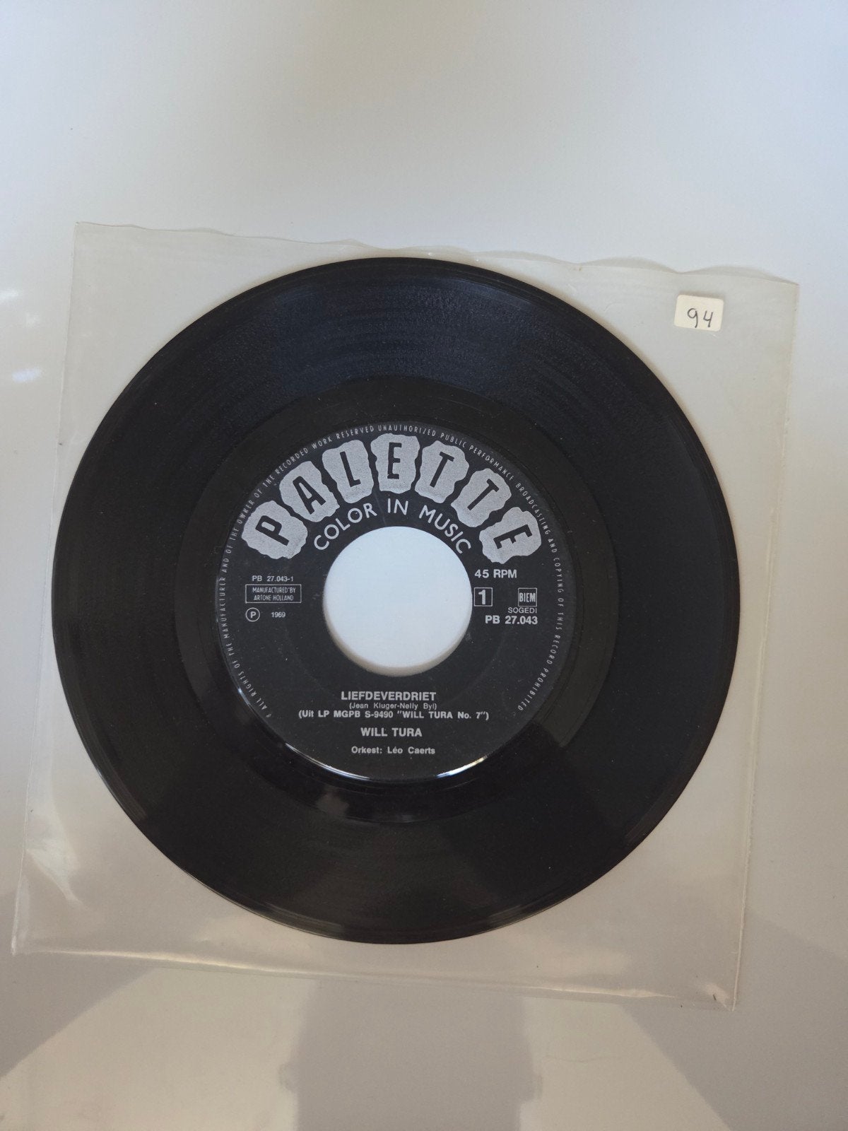 Will Tura - Liefdeverdriet, Ophalen of Verzenden, Gebruikt, 7 inch, Nederlandstalig