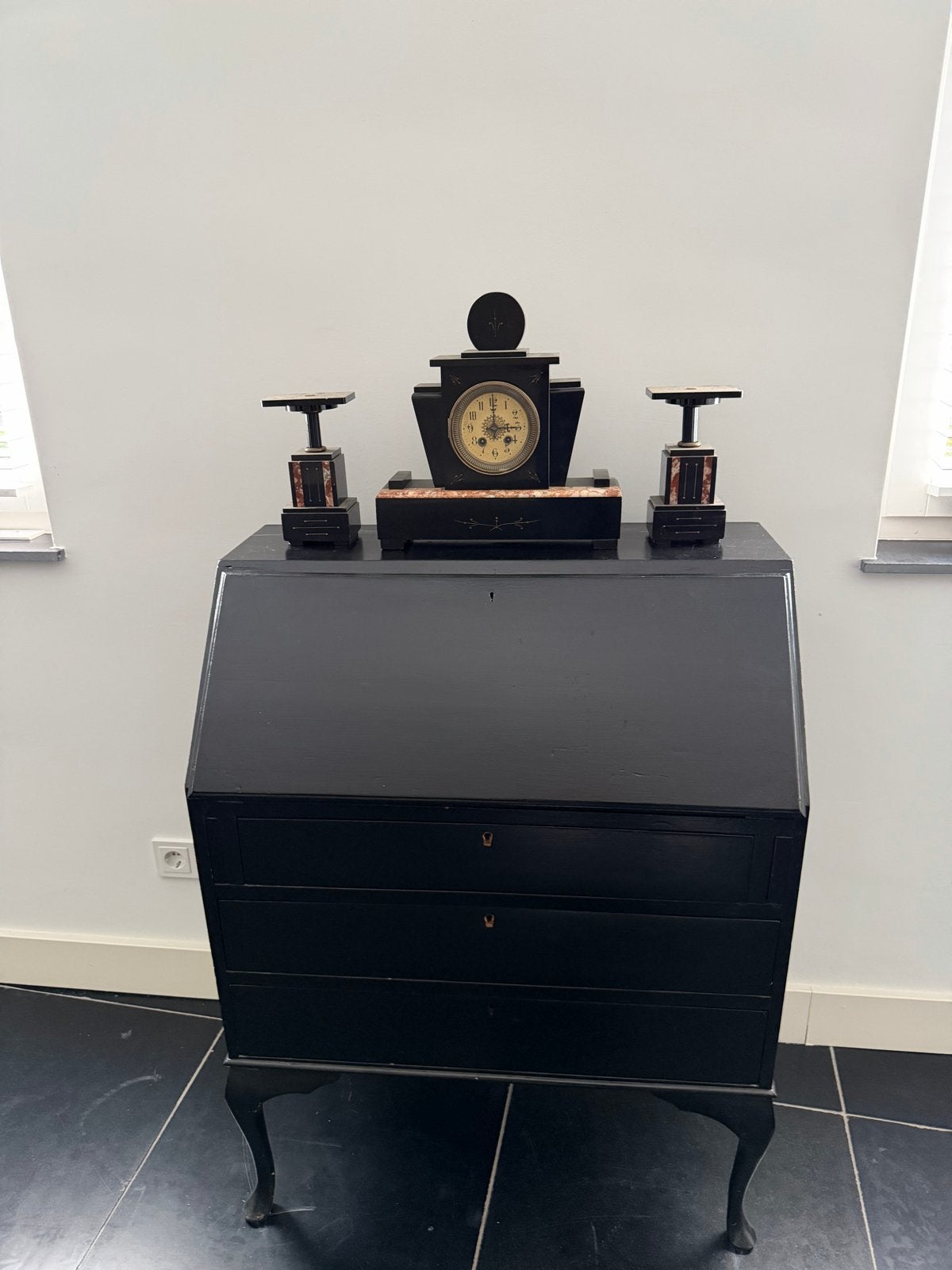 Art Deco Marmeren Klokkenset 2stuks en een losse klok, Antiek en Kunst, Ophalen of Verzenden