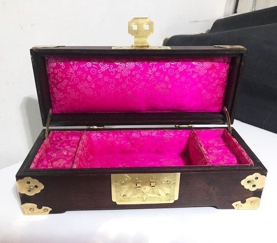 Antiek Juwelen Kist China messing Palissander✨😍💑🎁👌, Antiek en Kunst, Ophalen of Verzenden