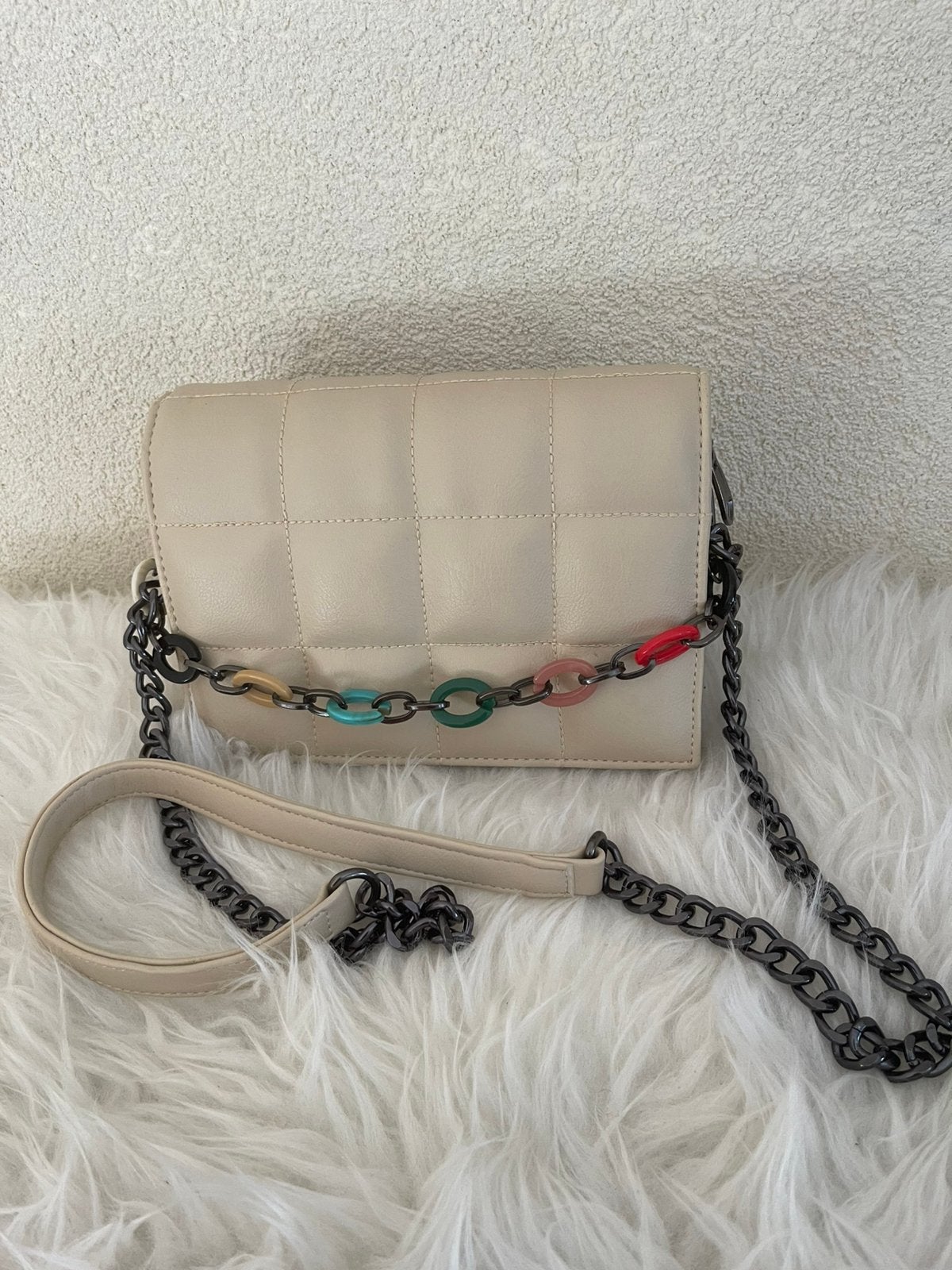 Tas creme dames, gekleurde riem kan er af/ met rits binnen, Ophalen of Verzenden, Nieuw, Overige merken