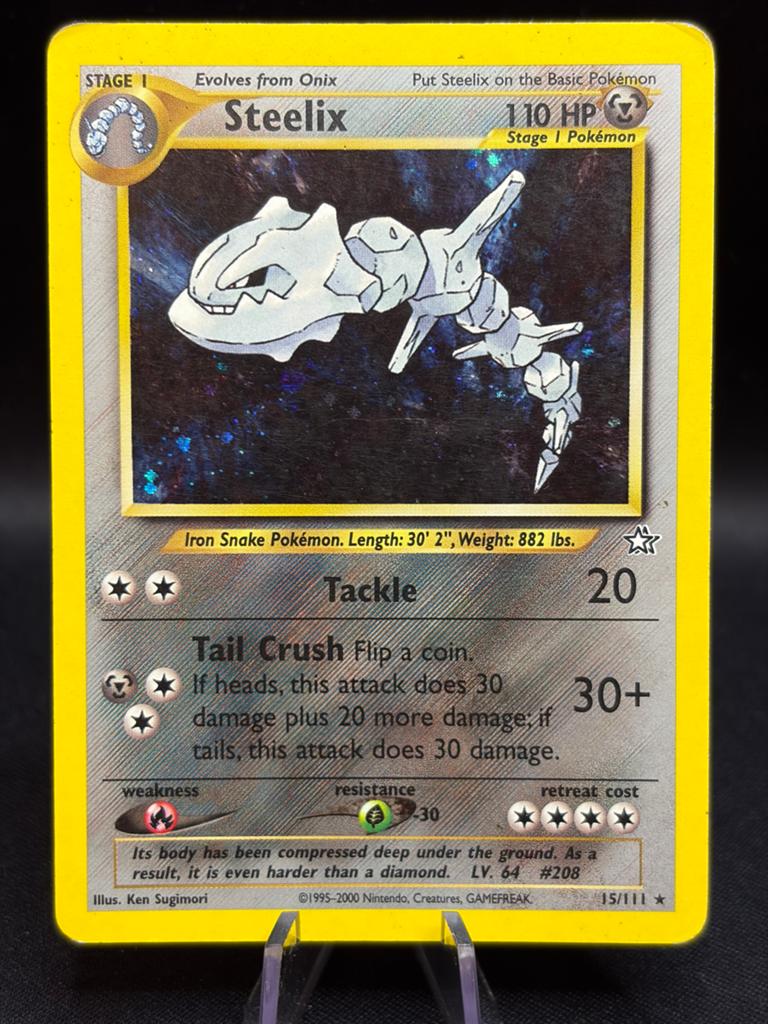 Steelix 15/111 Neo Genesis Holo Rare Pokémon Kaart, Ophalen, Gebruikt, Losse kaart, Foil