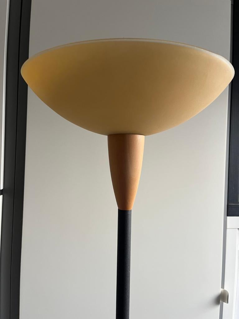 Vloerlamp met dimmer. Matzwart okergeel, Ophalen, Gebruikt, Glas