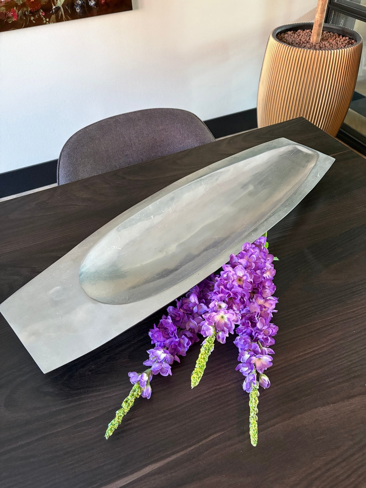 Ovale aluminium schaal - 76.5 cm lang, Huis en Inrichting, Schaal, Ophalen of Verzenden, Zo goed als nieuw, Metaal