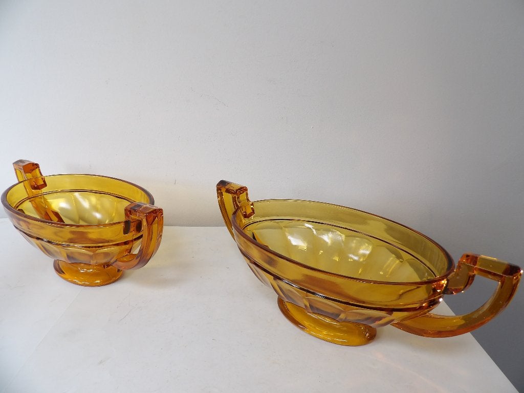 Art Deco Coupes Val St Lambert, Noemie amber, Antiek en Kunst, Ophalen of Verzenden
