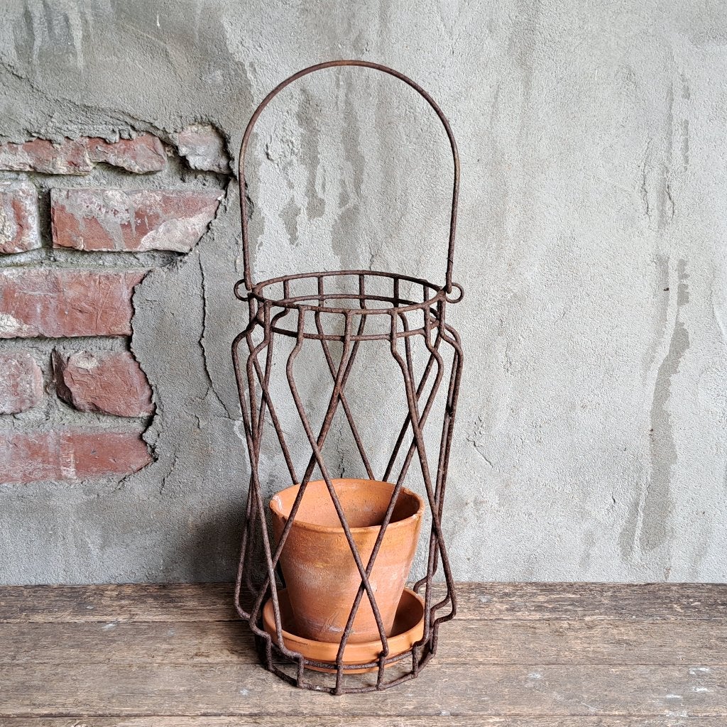 Brocante roest hanger bloempothouder mandje hengsel *Etage3*, Gebruikt, ., Ophalen of Verzenden, .