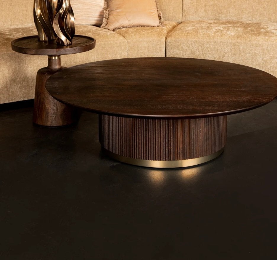 Xelle salontafel - Luxe ronde koffietafel 150 cm, Ophalen, 100 tot 150 cm, Rond, Zo goed als nieuw