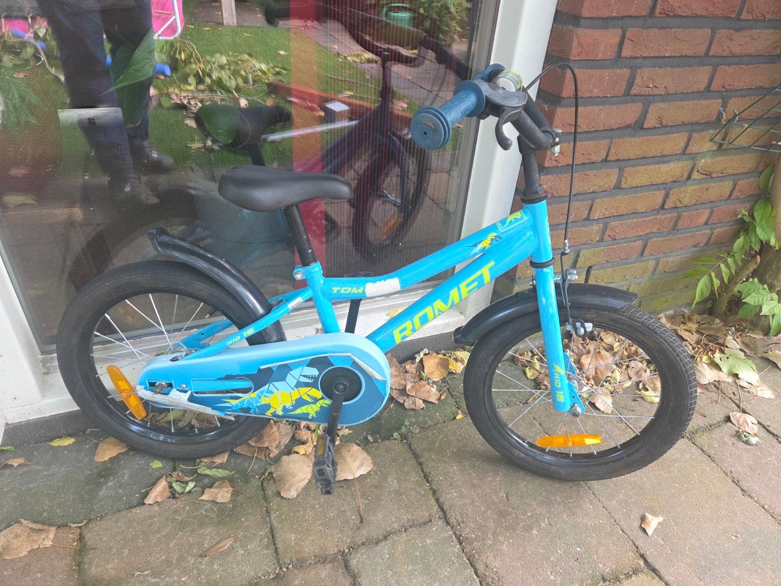 Romet Tom 16 inch kinderfiets - Blauw, Terugtraprem, Ophalen, Romet, 16 tot 20 inch