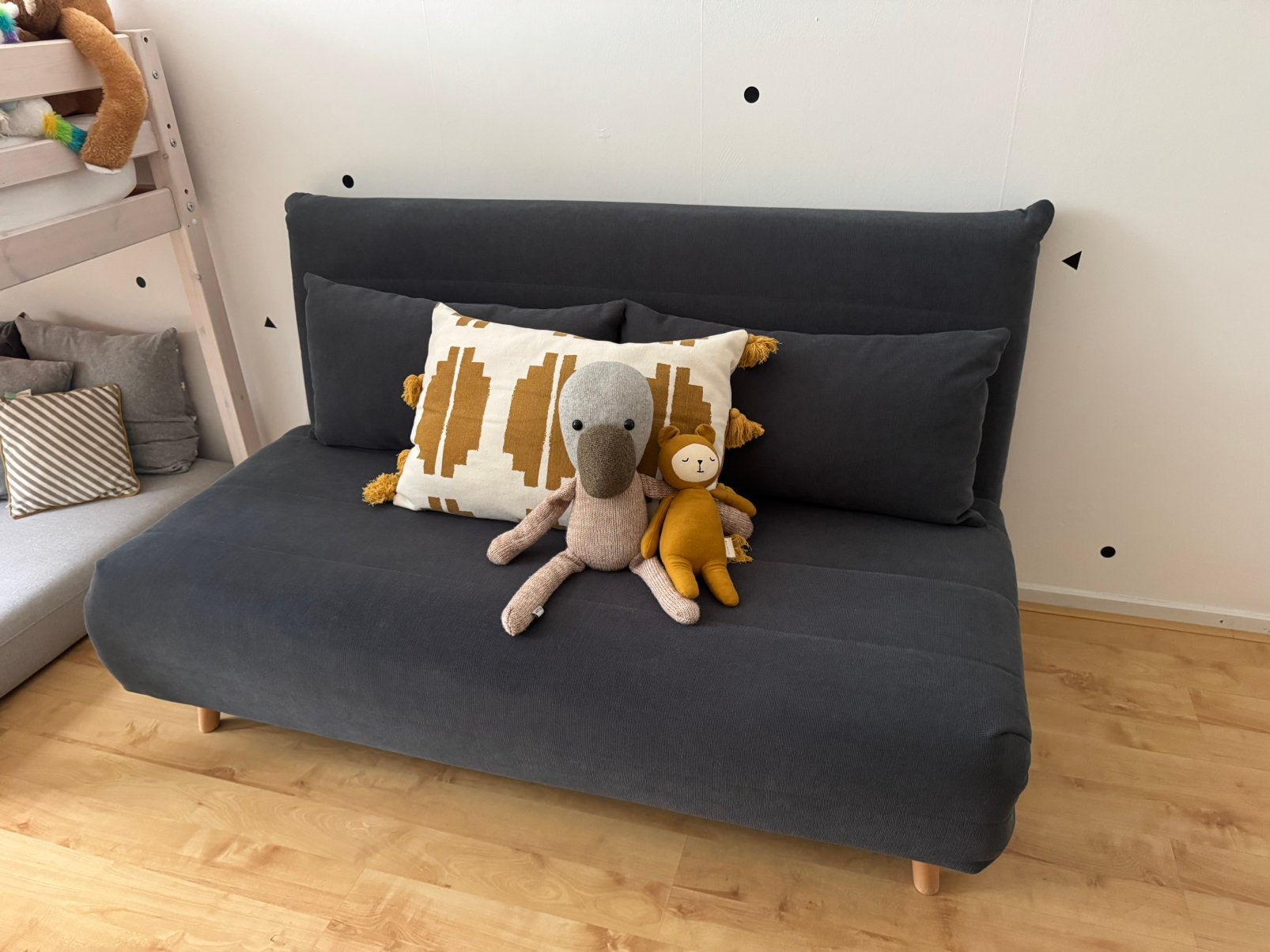 Maisons du Monde - NIO - antracietgrijze 2-pers. slaapbank, Ophalen, Gebruikt, Tweepersoons, 140 cm
