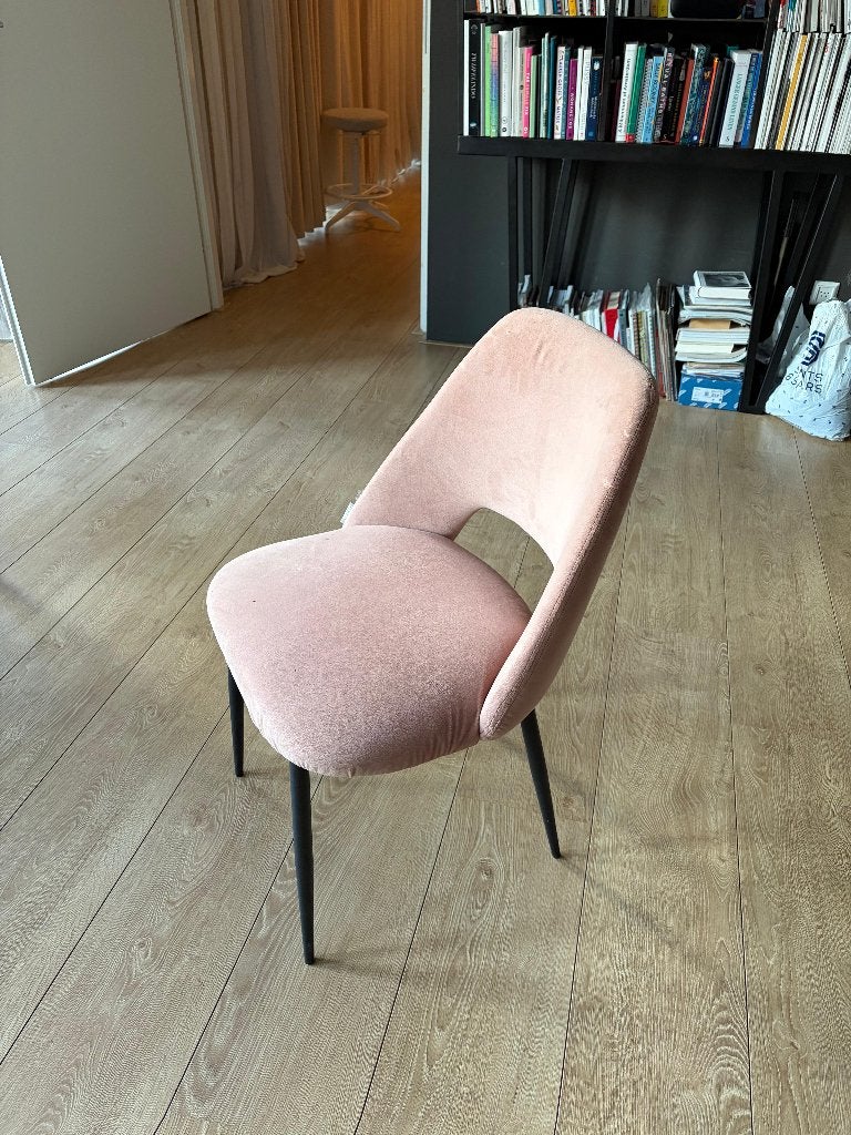 Zacht oudroze velvet eetkamerstoel, Ophalen, Gebruikt, Overige kleuren, Vier