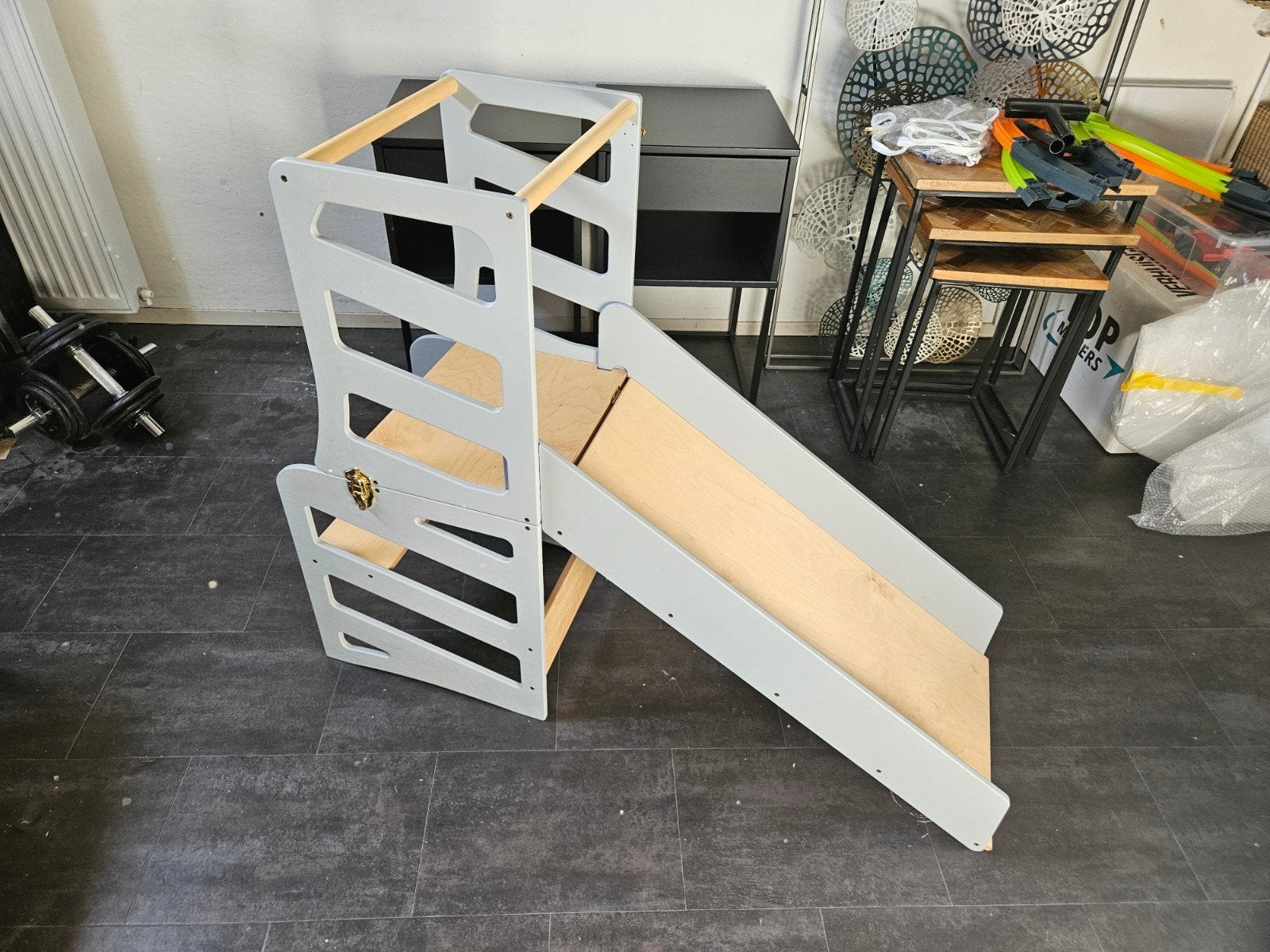 Modulair Kids meubel grijs blauw - glijbaan - bureau - keuke, Ophalen, Zo goed als nieuw, Overige typen