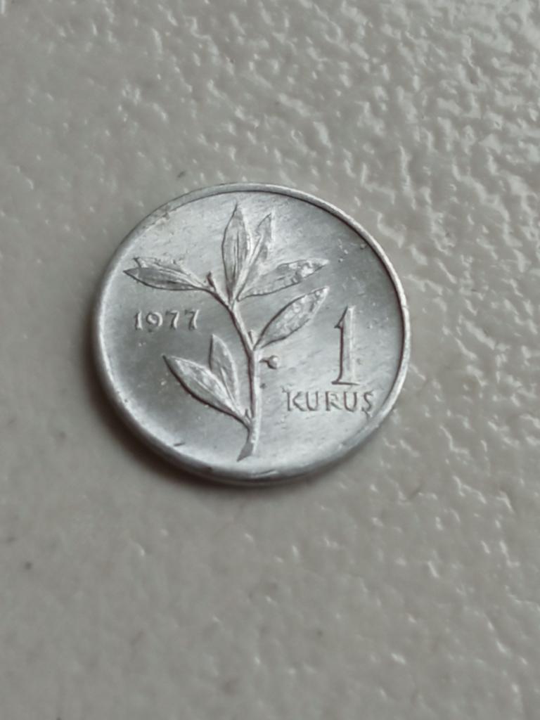 Turkije 1 kurus 1977., Ophalen of Verzenden, Overige landen, Losse munt