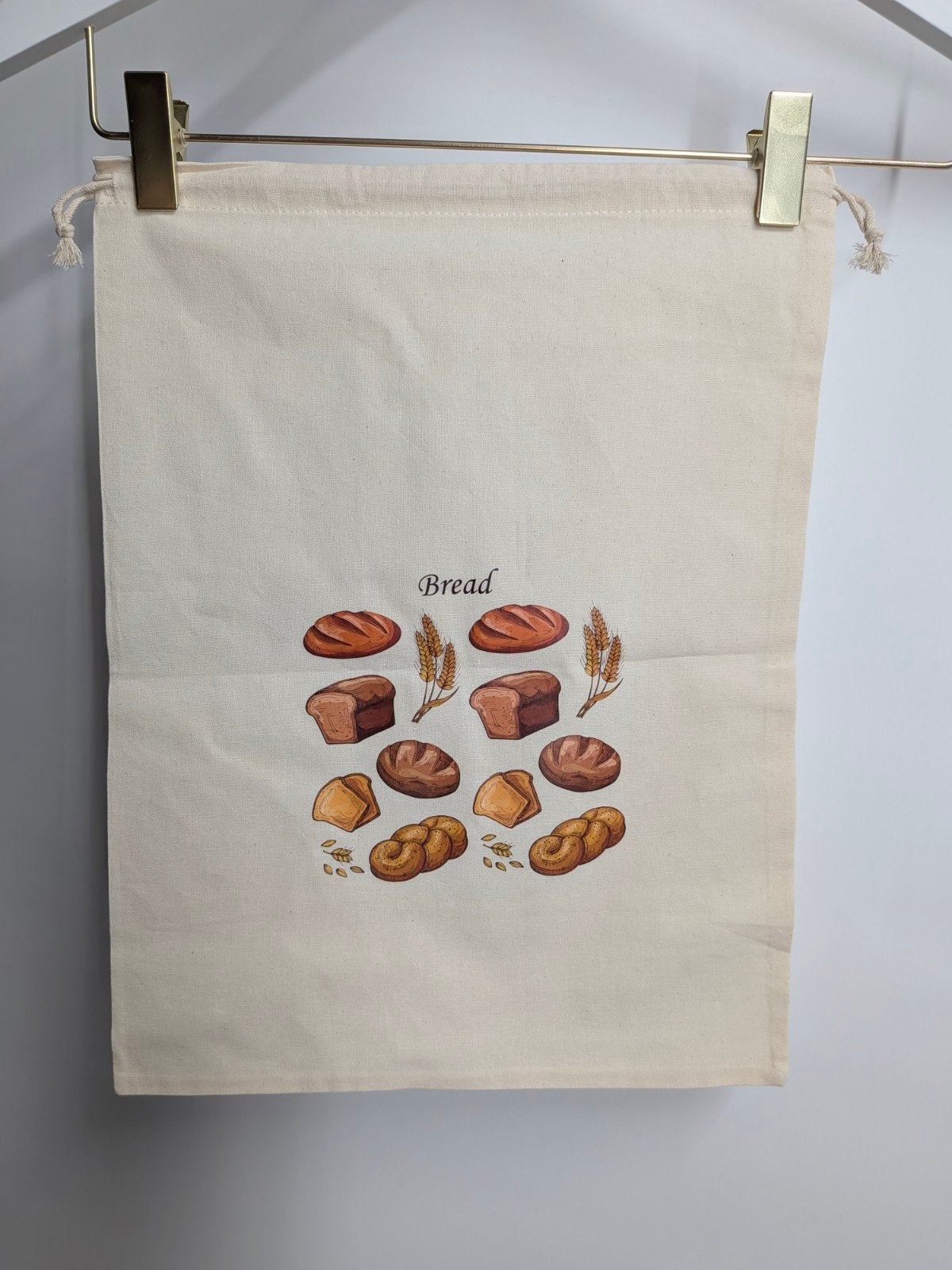 Linnen/katoenen broodzak met broodprint - Duurzaam & Nieuw, Beige, Zuurdesem, Nieuw, Ophalen of Verzenden