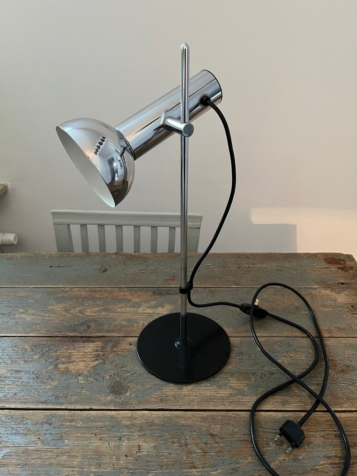 PRACHTIGE VINTAGE LAMP BUREAULAMP CHROOM ZGSTAAT!, Ophalen of Verzenden