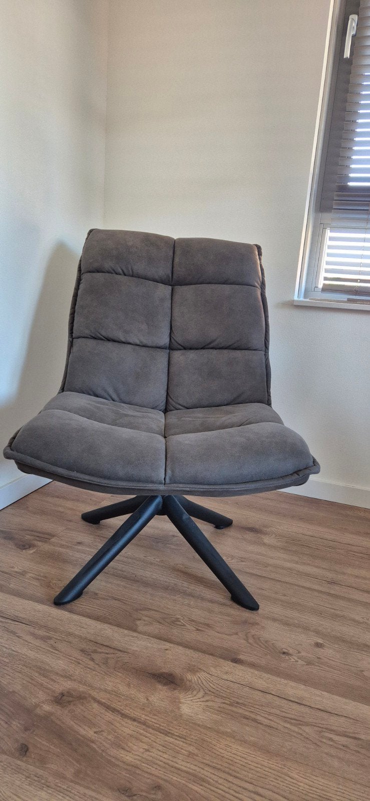 Draaifauteuil Clayton - Antraciet, Ophalen, Modern, Comfortabel, 75 tot 100 cm, Zo goed als nieuw