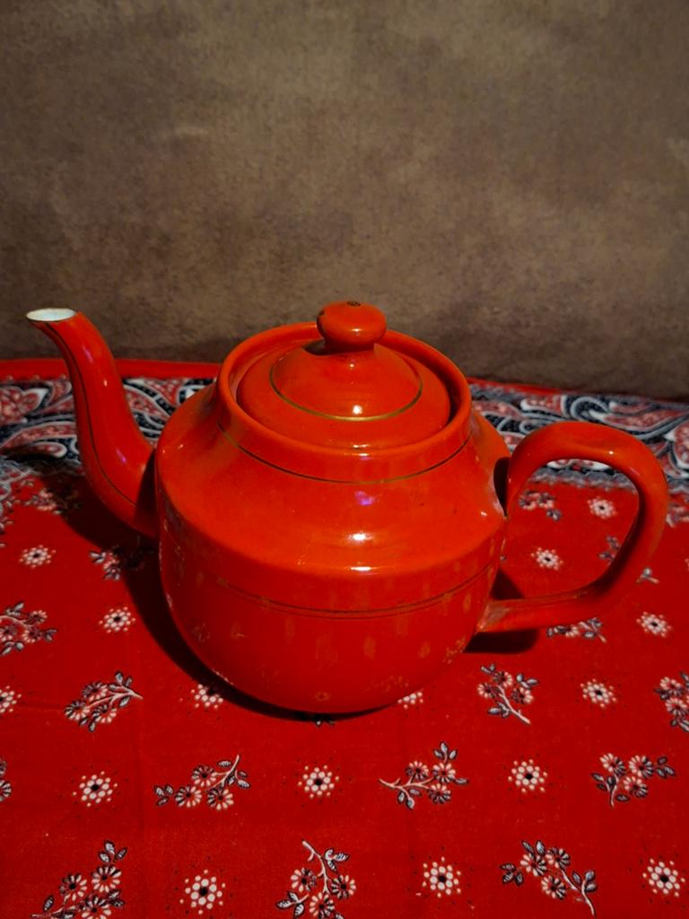 Rood emaille thee pot koffiepot, Ophalen of Verzenden