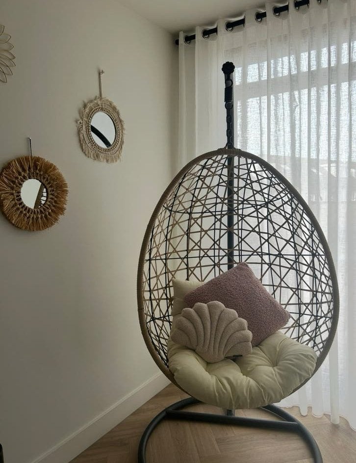Xenos Hangstoel Swing met Standaard - Naturel, Ophalen, Overige kleuren, Riet of Rotan, Zo goed als nieuw