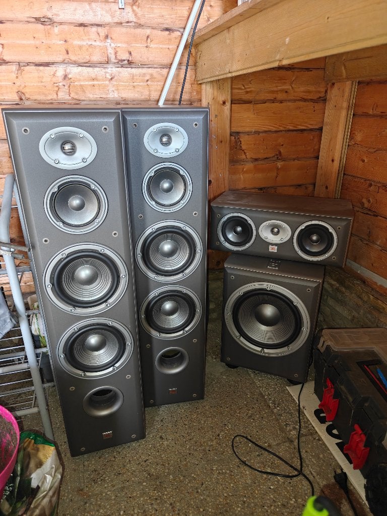 JBL Northridge E80 + EC25 + E150P speakerset, Geschikt voor surround/home cinema, Ophalen, Gebruikt, JBL