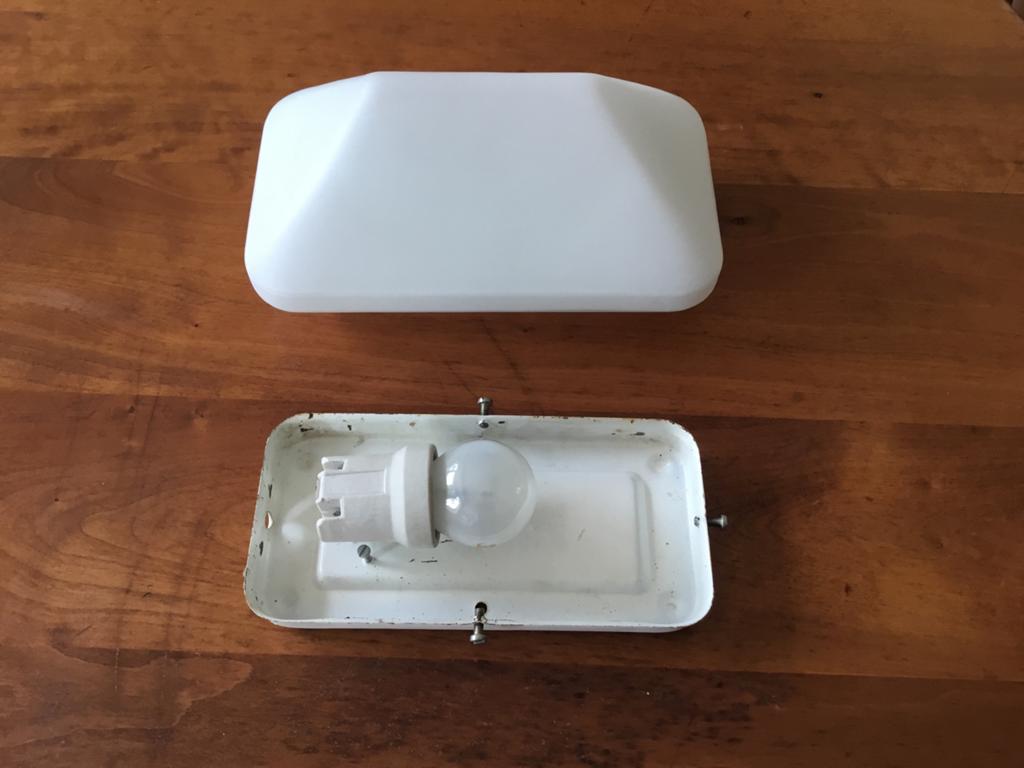 Vintage opaline glazen wand of plafondlamp., Ophalen of Verzenden