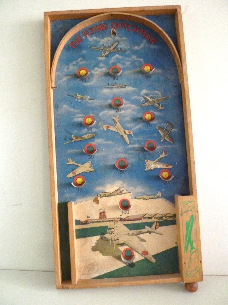 Vintage jaren 60 Trekbiljart The Flying Dutchman knikkerspel, Antiek en Kunst, Verzenden