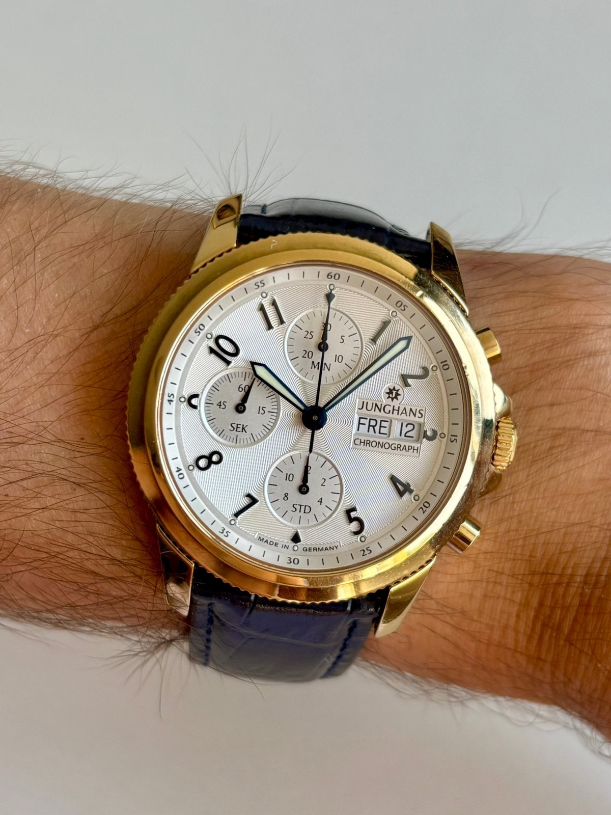 Junghans Piazza automatische chronograaf Arthur Junghans, Zwart, Ophalen of Verzenden, Zo goed als nieuw, Conditie