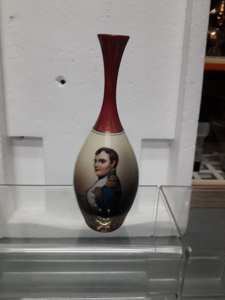 ANTIEK PORSELEINEN VAASJE met NAPOLEON AFBEELDING I.Z.G.ST, Antiek en Kunst, Ophalen of Verzenden
