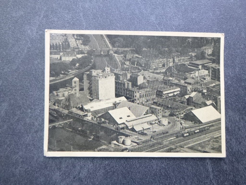 Delft, Calve fabriek, luchtfoto 1958, Verzenden, 1940 tot 1960, Gelopen, Zuid-Holland