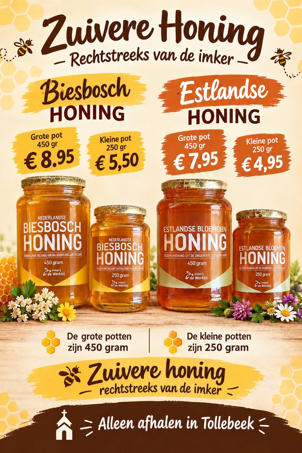 Heerlijke Honing van de imker, Ophalen of Verzenden