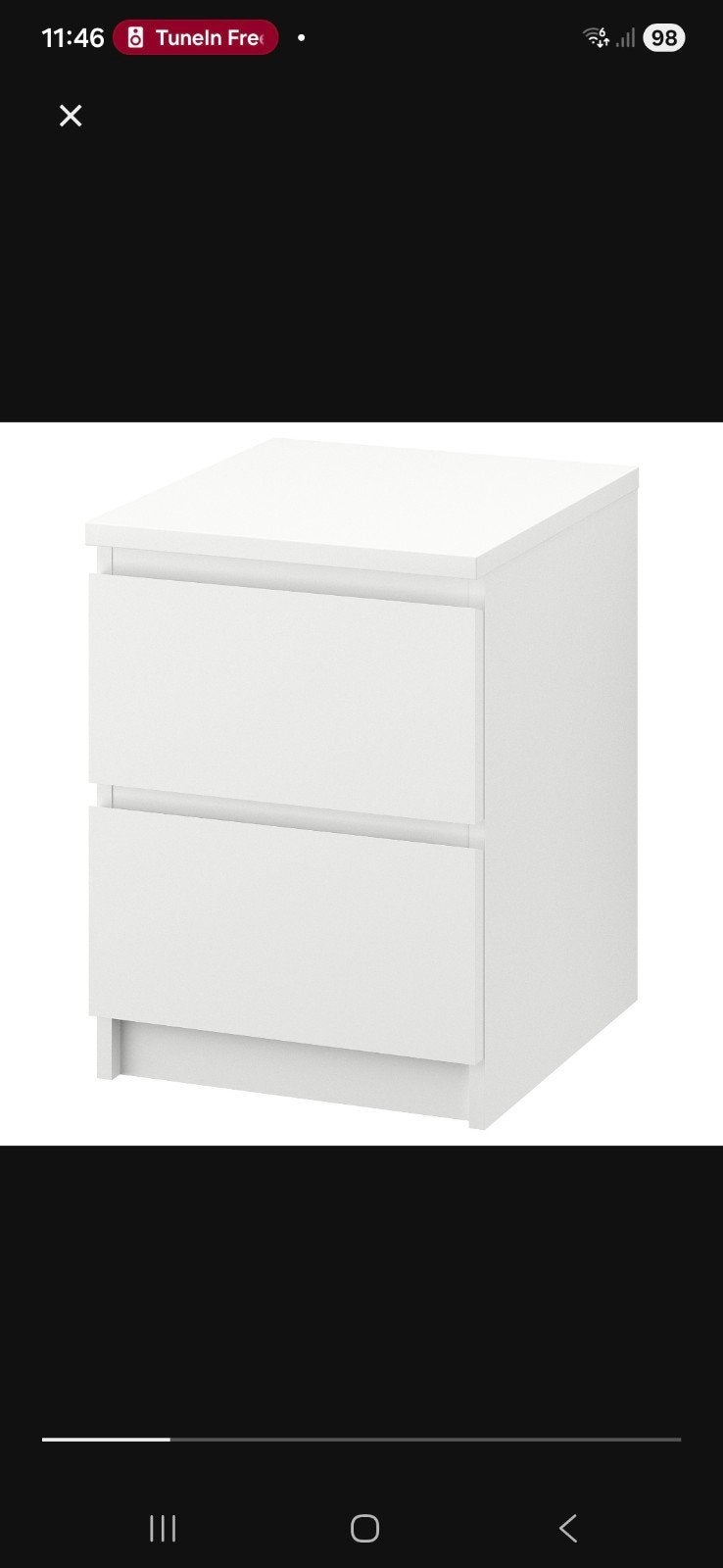 Nieuw wit nachtkastje Ikea (Malm), Ophalen, Minder dan 50 cm, 1 of 2 laden, Nieuw