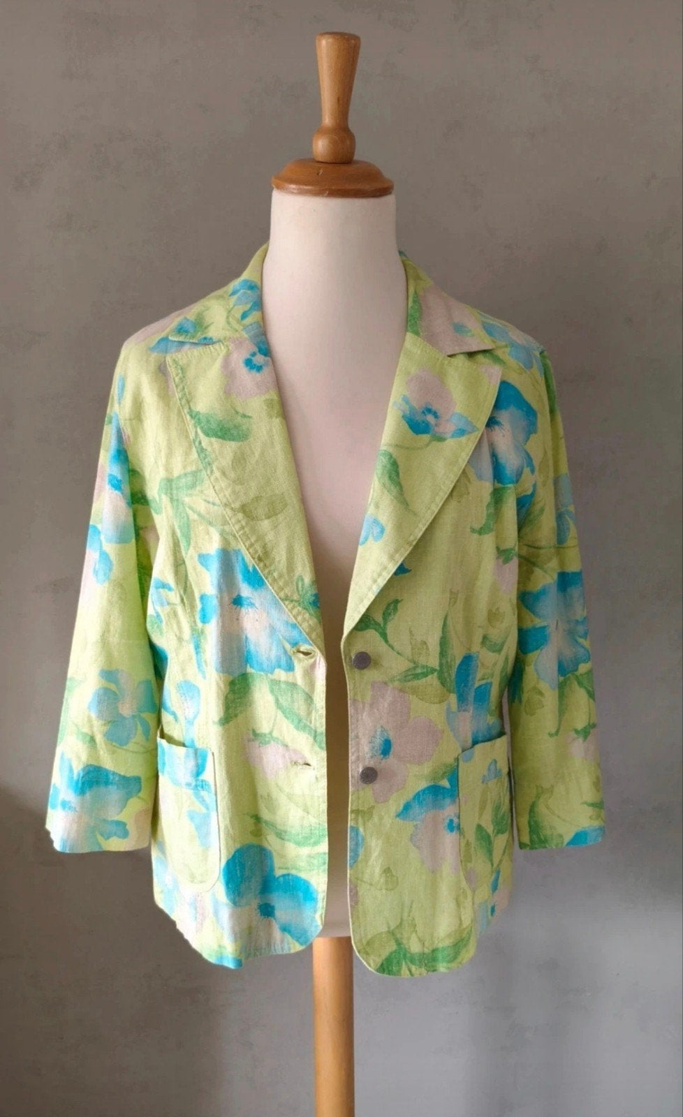Mintgroene blazer van linnenmix maat 40 C&A, Maat 38/40 (M), Ophalen of Verzenden, Zo goed als nieuw, Jasje