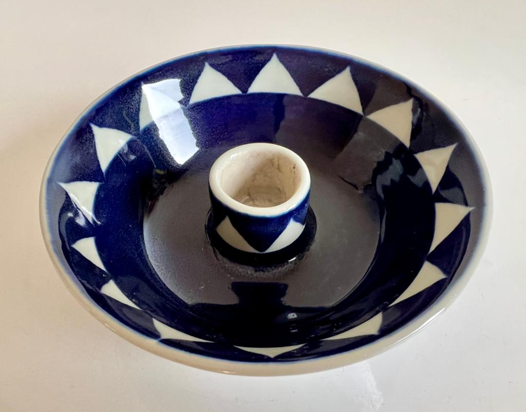 Rörstrand Porselein Kandelaar Blauw Wit Marianne Westman 50s, Overige materialen, Blauw, Ophalen of Verzenden, Zo goed als nieuw