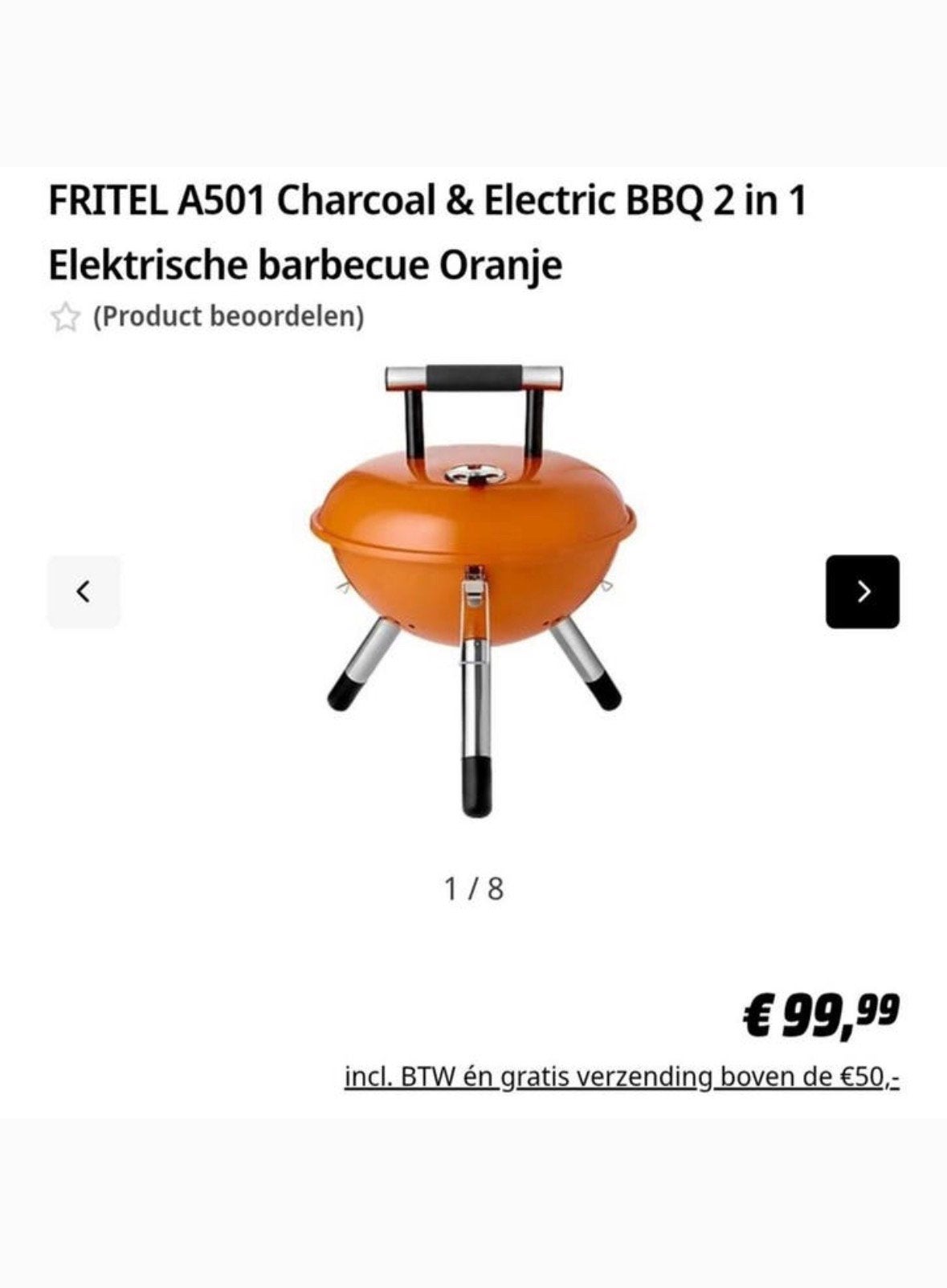 BBQ houtskool en elektrisch in oranje, Ophalen, Nieuw