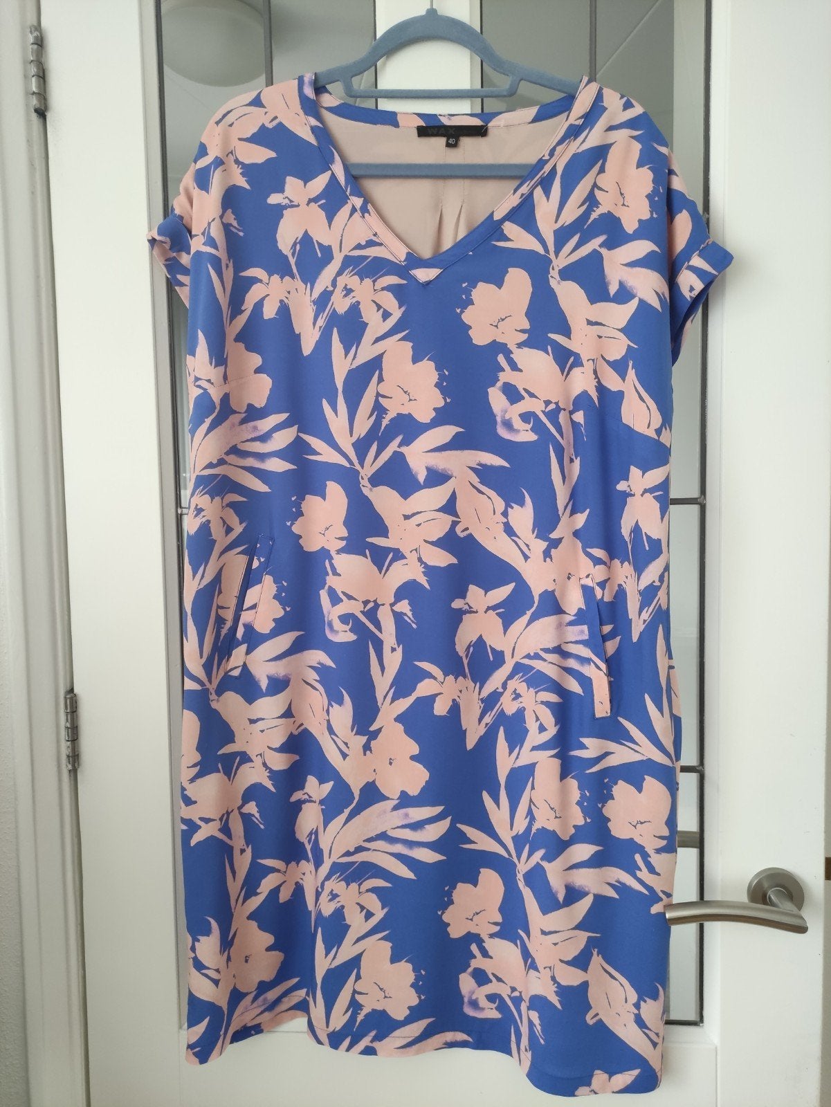 Wax zomerjurk blauw met roze bloemen maat L, Kleding | Dames, Blauw, Maat 42/44 (L), Ophalen of Verzenden, Wax