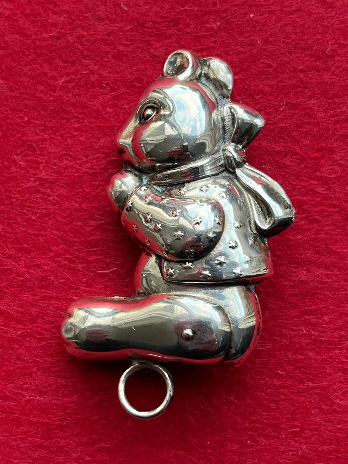 Vintage ‘Puffed’ verzilverde teddybeer., Ophalen of Verzenden, Zilver