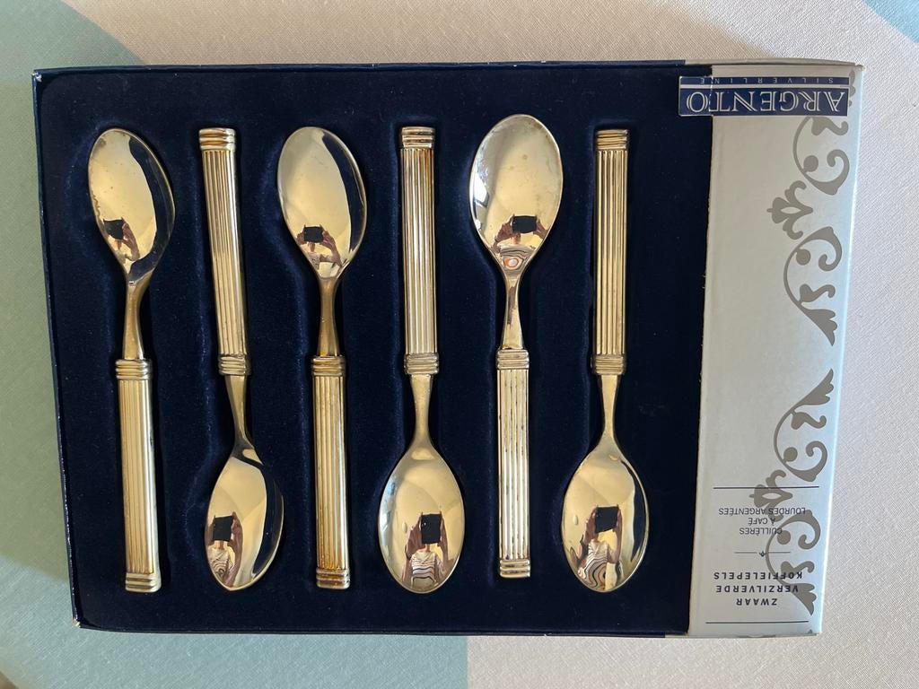 Argento Silverline Zwaar Verzilverde Koffielepels Set, Antiek en Kunst, Ophalen of Verzenden