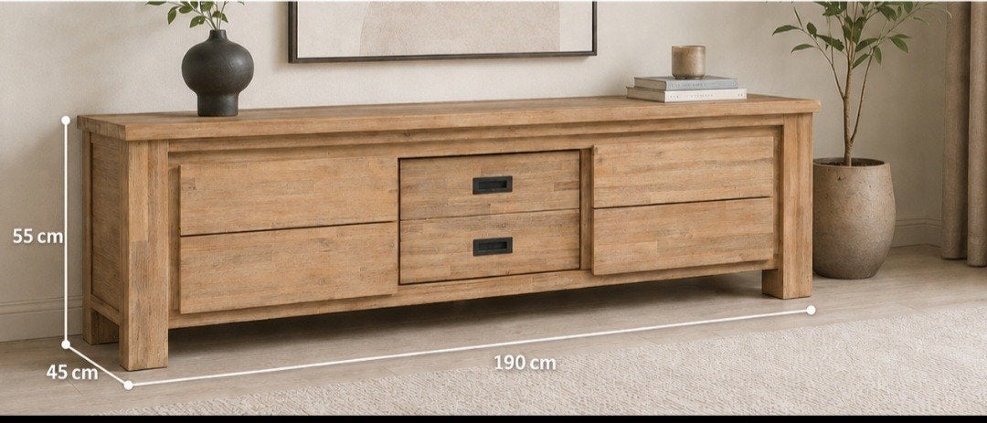 Massief houten tv meubel -Haco- prima staat, Ophalen, Zo goed als nieuw, 25 tot 50 cm, 150 tot 200 cm