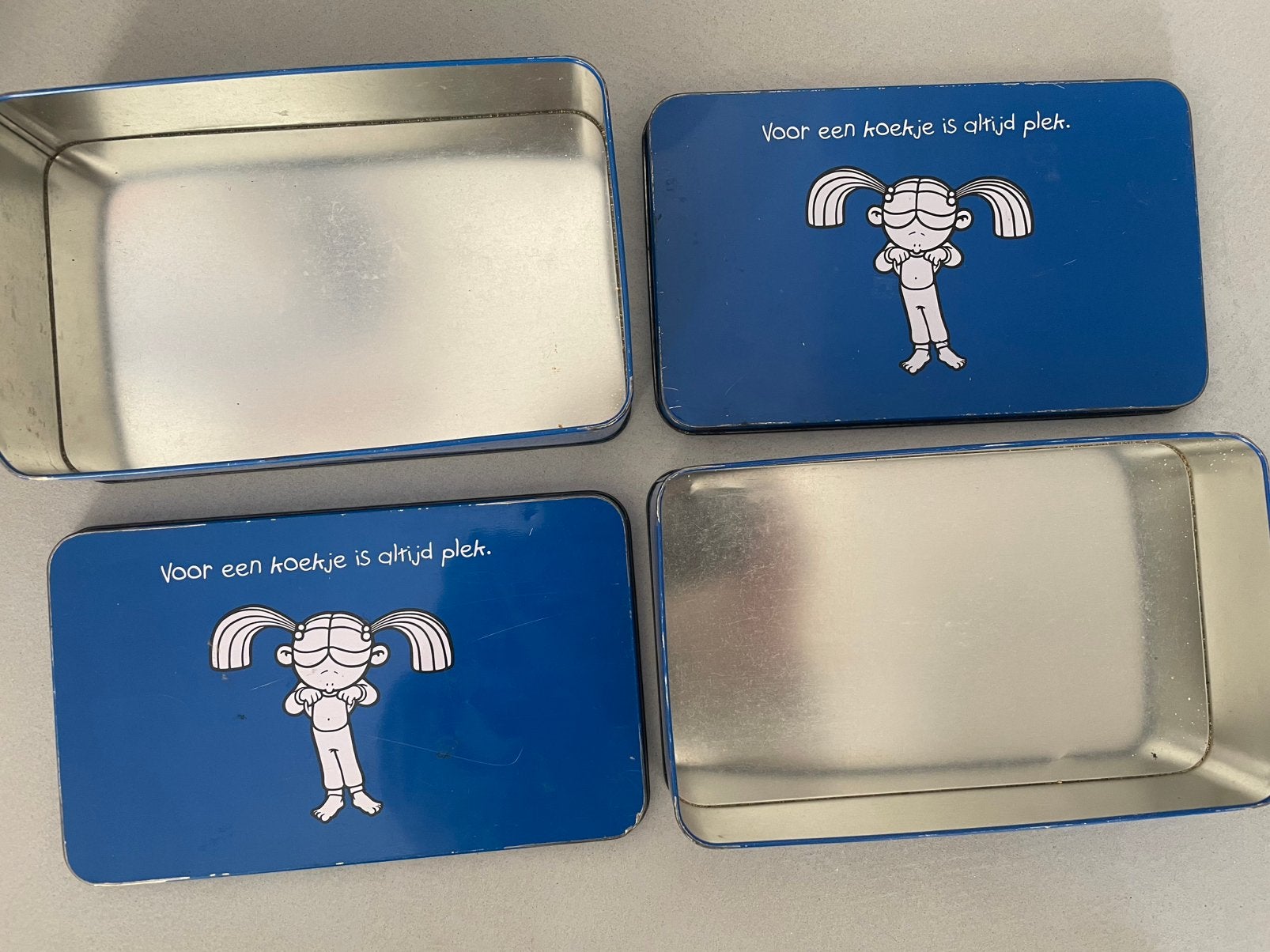 2x koektrommel koek blik bleu band, Ophalen of Verzenden, Voorraadpot, Metaal, Overige merken
