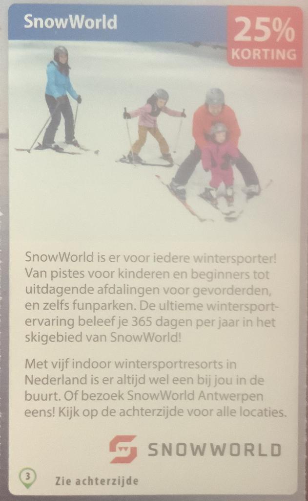 SnowWorld Voordeelbon, Tickets en Kaartjes, Drie personen of meer, Kortingsbon, Overige typen