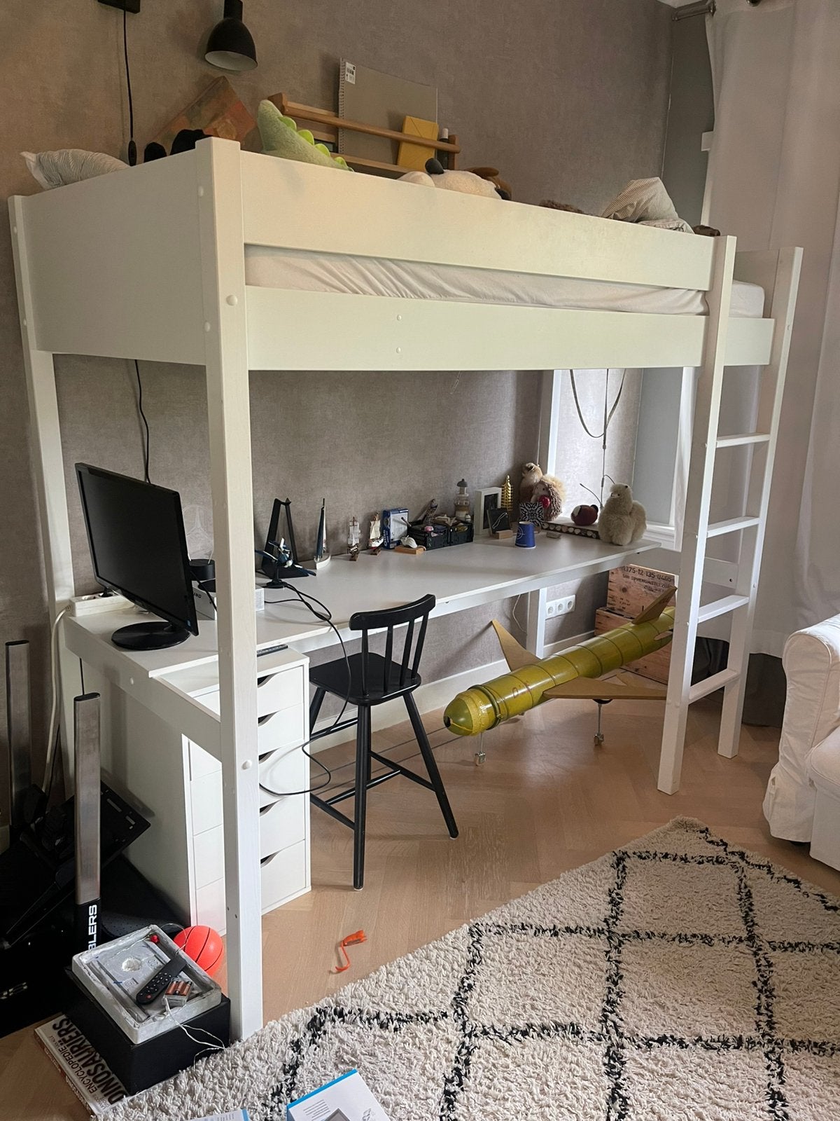Petite Amélie hooslaper met bureau, Ophalen, Hoogslaper, Eenpersoons, 210 cm