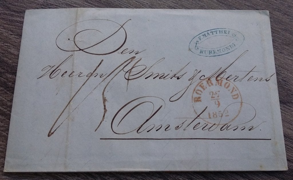Jaar 1852 Oude Papieren Brief Factuur Roermond Amsterdam, Ophalen of Verzenden