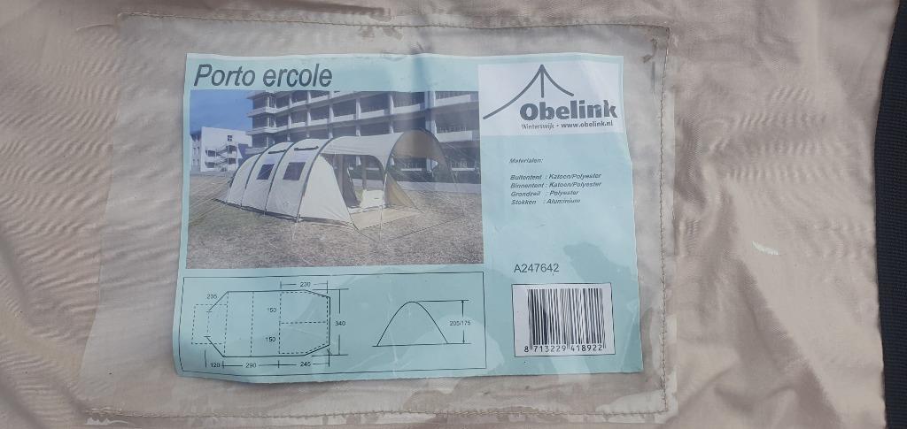 Obelink Porto Ercole tunneltent - 4 persoons katoen/polyeste, Ophalen, Gebruikt, Tot en met 4